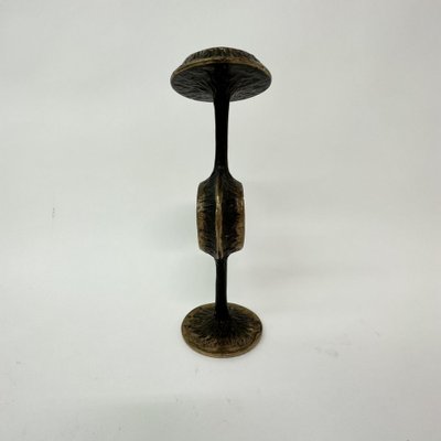 Brutalist Bronze Candle Stick with Blue Crystal, 1970s-BGP-1720224