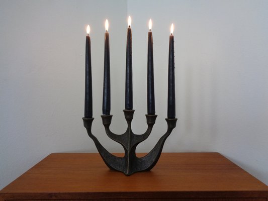 Brutalist Bronze Candleholder by Michael Harjes, 1960s-RDW-1363542