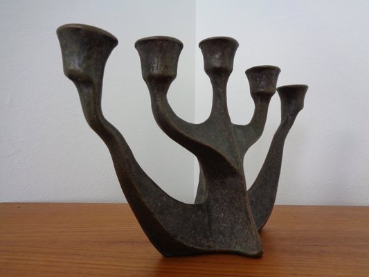 Brutalist Bronze Candleholder by Michael Harjes, 1960s-RDW-1363542