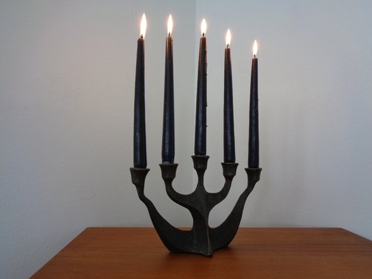 Brutalist Bronze Candleholder by Michael Harjes, 1960s-RDW-1363542