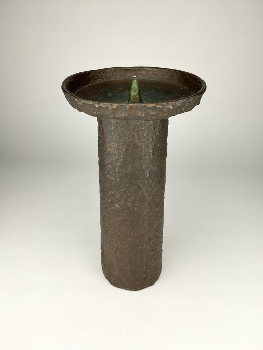 Brutalist Bronze Candlestick by Konrad Kurz