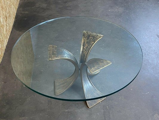 Brutalist Bronze Glass Coffee Table by Luciano, 1960s-EJL-1073315