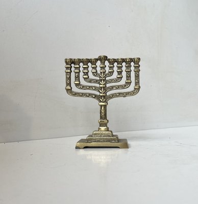 Brutalist Bronze Hanukkah Menorah Candleholder by Hen Holon, Israel, 1970s-LCR-1749051