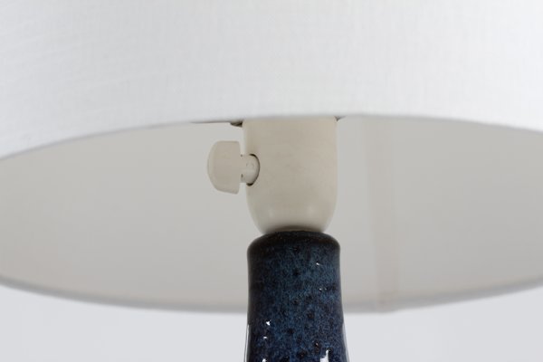 Brutalist Brown and Blue Ceramic Table Lamp by Fridtjof Sejersen for Sejer Ceramic, Denmark, 1970s-QQ-1388798