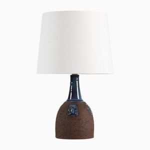 Brutalist Brown and Blue Ceramic Table Lamp by Fridtjof Sejersen for Sejer Ceramic, Denmark, 1970s-QQ-1388798