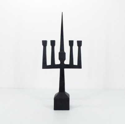 Brutalist Candelabra in Black Forged Steel, 1950s-DQG-2019903