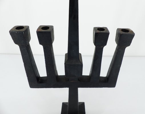 Brutalist Candelabra in Black Forged Steel, 1950s-DQG-2019903