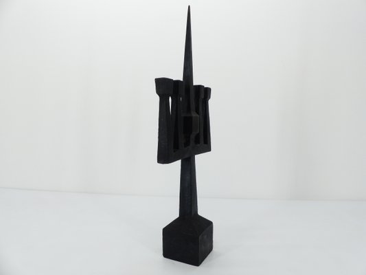 Brutalist Candelabra in Black Forged Steel, 1950s-DQG-2019903