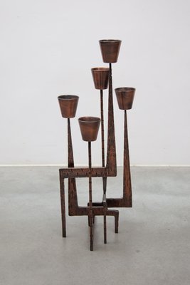 Brutalist Candleholder Sculpture in Wrought Iron, France, 1970s-KL-2028630