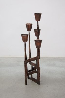 Brutalist Candleholder Sculpture in Wrought Iron, France, 1970s-KL-2028630