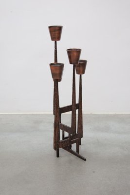 Brutalist Candleholder Sculpture in Wrought Iron, France, 1970s-KL-2028630