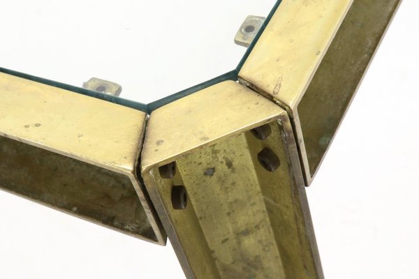 Brutalist Cast Brass Model T09 Embassy Coffee Table by Peter Ghyczy, 1970s-VV-548414