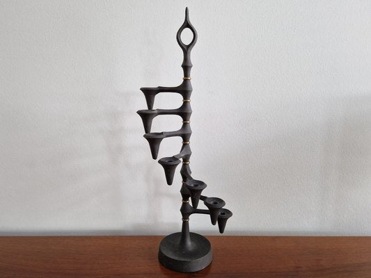 Brutalist Cast Iron and Brass Candelabra by Jens Quistgaard, Denmark, 1960s-NV-1740908