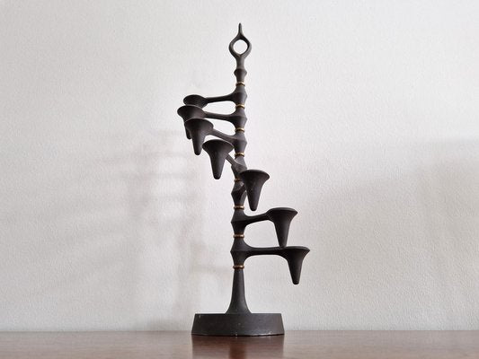 Brutalist Cast Iron and Brass Candelabra by Jens Quistgaard, Denmark, 1960s-NV-1740908