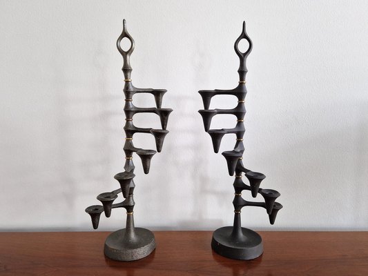 Brutalist Cast Iron and Brass Candelabra by Jens Quistgaard, Denmark, 1960s-NV-1740908