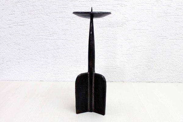 Brutalist Cast Iron Candlestick, 1950s-BQF-1401242