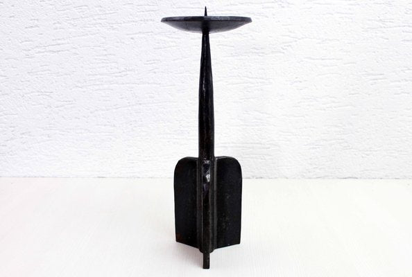 Brutalist Cast Iron Candlestick, 1950s-BQF-1401242