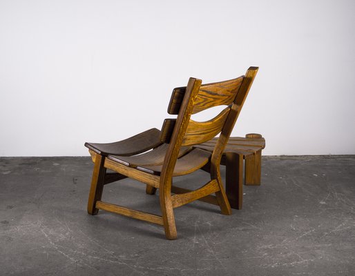 Brutalist Chair and Stool in Oak by Dittmann & Co., 1960s, Set of 2-VLO-1029669