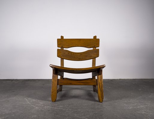 Brutalist Chair and Stool in Oak by Dittmann & Co., 1960s, Set of 2-VLO-1029669