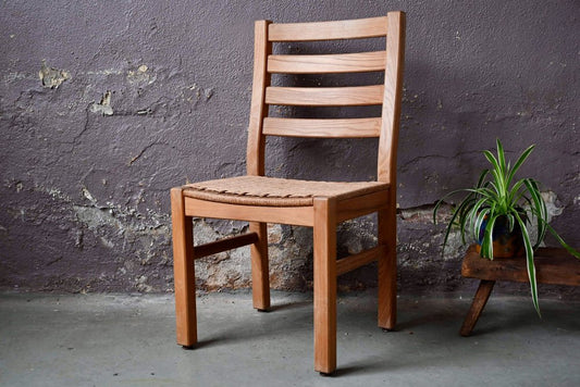 Brutalist Chair in Pine Wood and Rope, 1960s