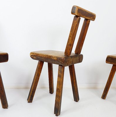 Brutalist Chairs attributed to Mobichalet, Belgium, 1960s, Set of 4-JG-1777676