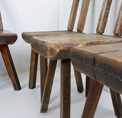 Brutalist Chairs attributed to Mobichalet, Belgium, 1960s, Set of 4-JG-1777676