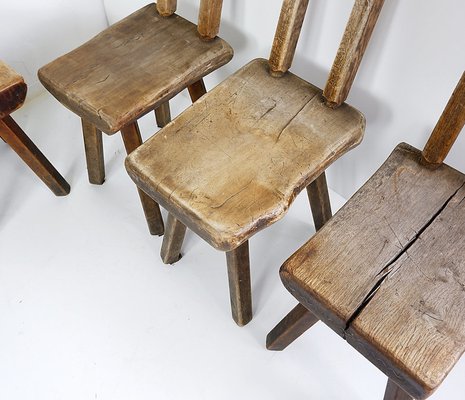 Brutalist Chairs attributed to Mobichalet, Belgium, 1960s, Set of 4-JG-1777676