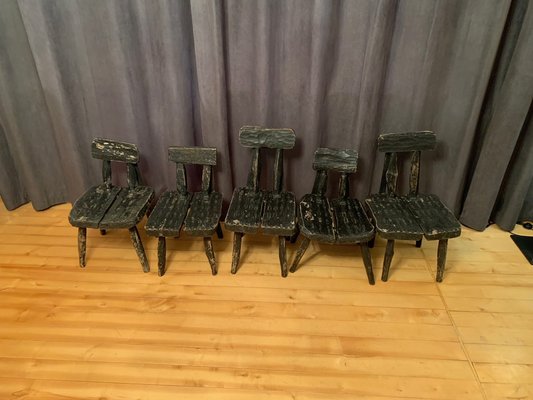 Brutalist Chairs, France, 1960s, Set of 5-VQM-1725410