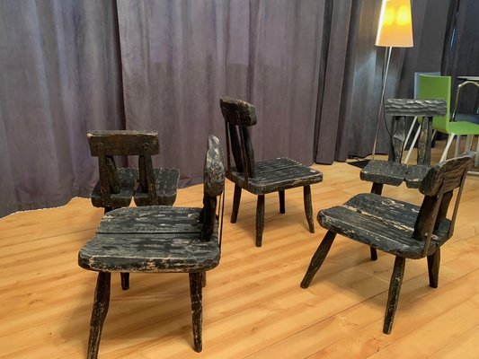 Brutalist Chairs, France, 1960s, Set of 5-VQM-1725410