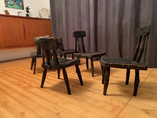 Brutalist Chairs, France, 1960s, Set of 5-VQM-1725410