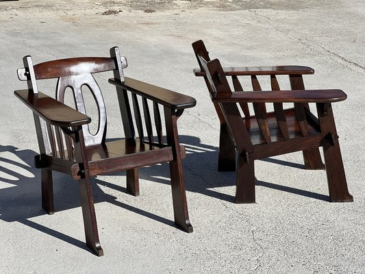 Brutalist Chairs in Mahogany, 1950s, Set of 2-SSK-1770331