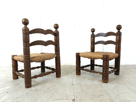 Brutalist Children Chairs in the style of Charles Dudouyt, 1960s , Set of 2-IRH-1741625