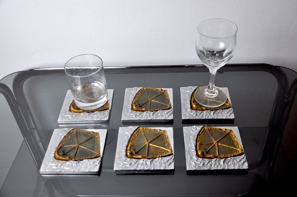 Brutalist Coasters by Art3, 1970s, Set of 6-EJE-935506