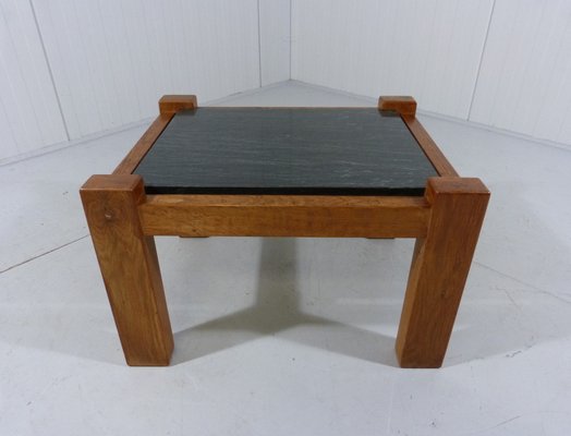 Brutalist Coffee Table in Oak & Natural Stone, 1970s-TU-1801283