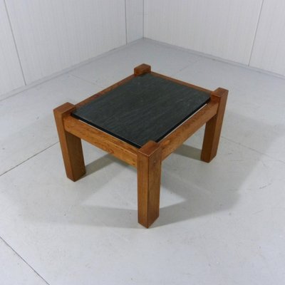 Brutalist Coffee Table in Oak & Natural Stone, 1970s-TU-1801283