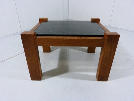 Brutalist Coffee Table in Oak & Natural Stone, 1970s-TU-1801283