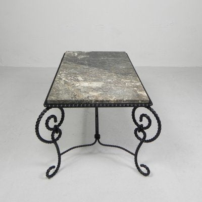 Brutalist Coffee Table with Marble Top, 1960s-TL-1779489