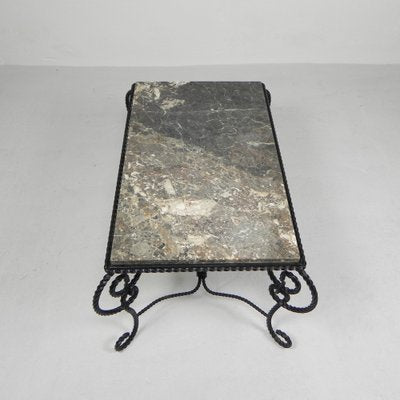 Brutalist Coffee Table with Marble Top, 1960s-TL-1779489