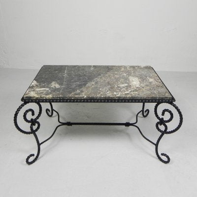 Brutalist Coffee Table with Marble Top, 1960s-TL-1779489