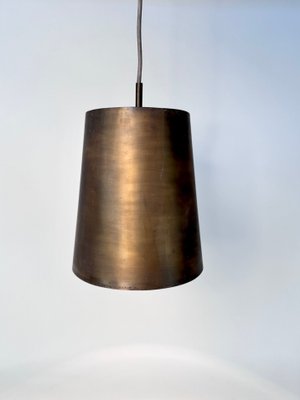 Brutalist Conical Bronze and Brass Metal Hanging Lamp, Germany, 1950s-JP-1805350