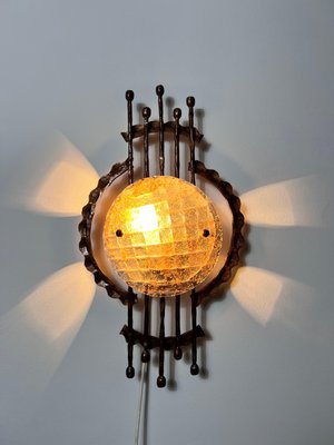 Brutalist Copper and Glass Wall Lamp, Germany, 1970s-PUK-2024105