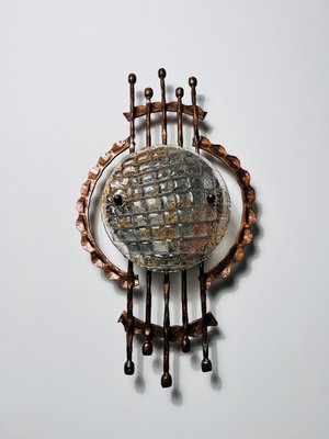 Brutalist Copper and Glass Wall Lamp, Germany, 1970s-PUK-2024105