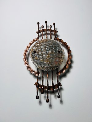 Brutalist Copper and Glass Wall Lamp, Germany, 1970s-PUK-2024105