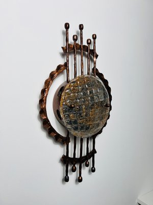 Brutalist Copper and Glass Wall Lamp, Germany, 1970s-PUK-2024105