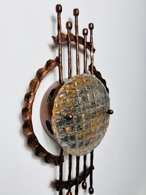 Brutalist Copper and Glass Wall Lamp, Germany, 1970s-PUK-2024105