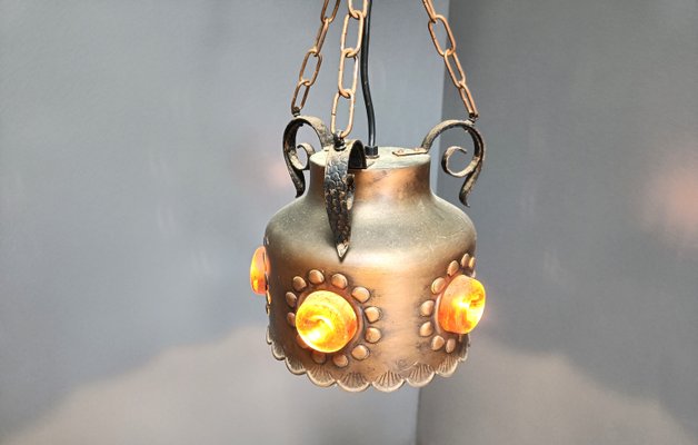 Brutalist Copper Pendant Light, 1970s-IRH-2035773