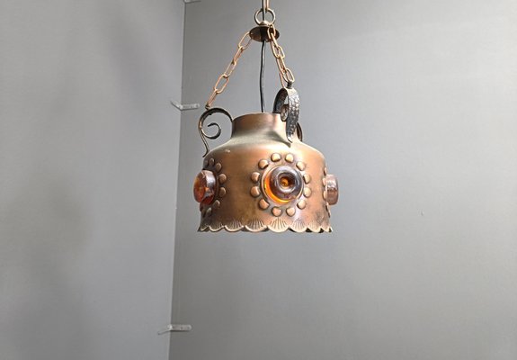 Brutalist Copper Pendant Light, 1970s-IRH-2035773