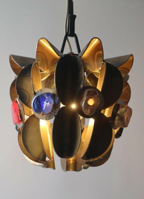 Brutalist Crystal Lamp in Copper and Brass-ESB-1376611