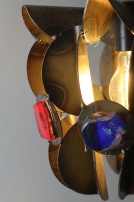 Brutalist Crystal Lamp in Copper and Brass-ESB-1376611