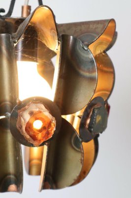 Brutalist Crystal Lamp in Copper and Brass-ESB-1376611